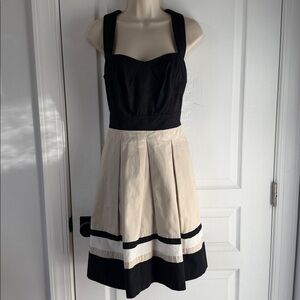 White House Black Market Black and Cream Mini Dress